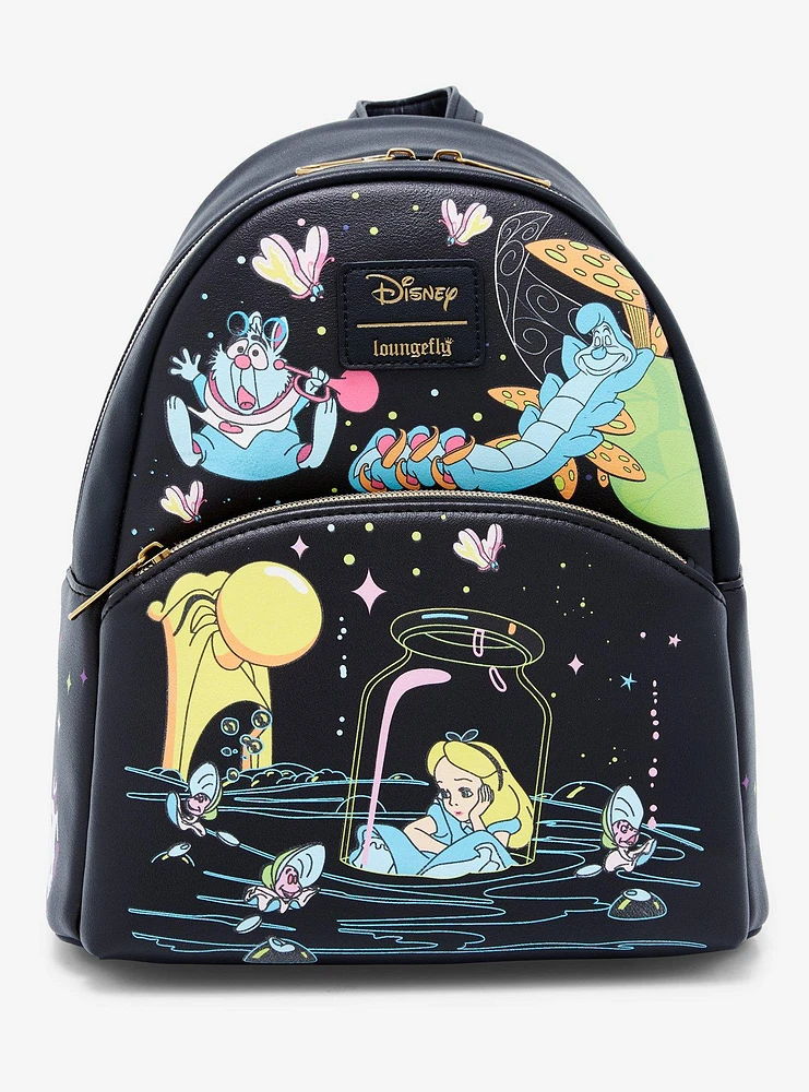 Loungefly Disney Alice In Wonderland Glow-In-The-Dark Characters Mini Backpack