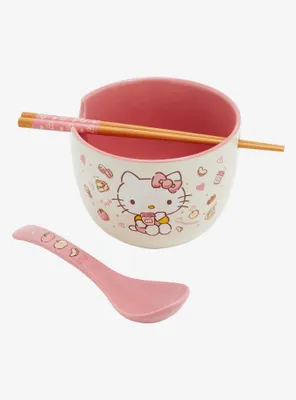Sanrio Hello Kitty Apple Snacks Ramen Bowl with Chopsticks and Spoon