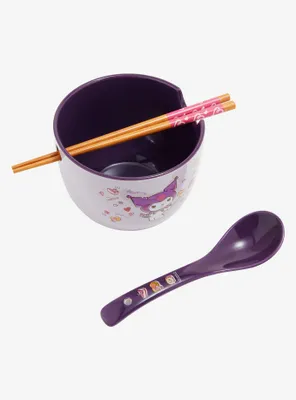 Sanrio Kuromi and Blueberries Ramen Bowl with Chopsticks and Spoon