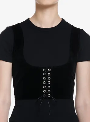 Black Suede Lace-Up Underbust Harness