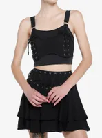 Social Collision Black Fishnet Layered Girls Tank Top