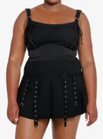 Social Collision Black Fishnet Layered Girls Tank Top Plus