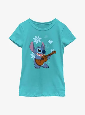 Disney Lilo & Stitch Ukelele Flowers Youth Girls T-Shirt