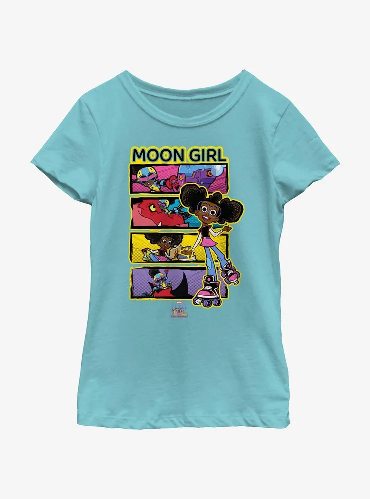 Marvel Moon Girl And Devil Dinosaur Panels Youth Girls T-Shirt