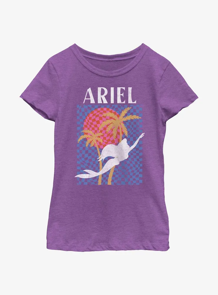Disney The Little Mermaid Ariel Surf Style Silhouette Youth Girls T-Shirt