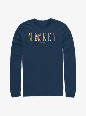 Disney Mickey Mouse Classic Font Long-Sleeve T-Shirt