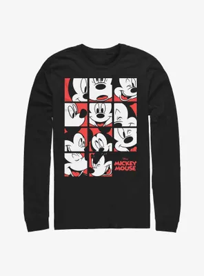 Disney Mickey Mouse Expression Grid Long-Sleeve T-Shirt