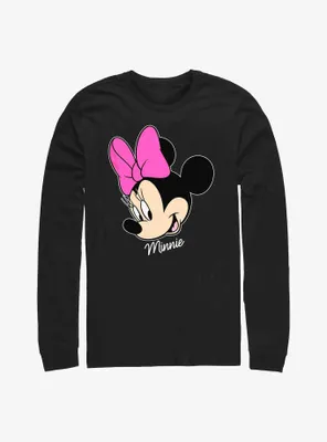 Disney Minnie Mouse Face Graphic Long-Sleeve T-Shirt