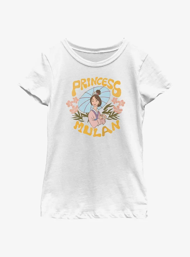 Disney Mulan Retro Floral Portrait Youth Girls T-Shirt