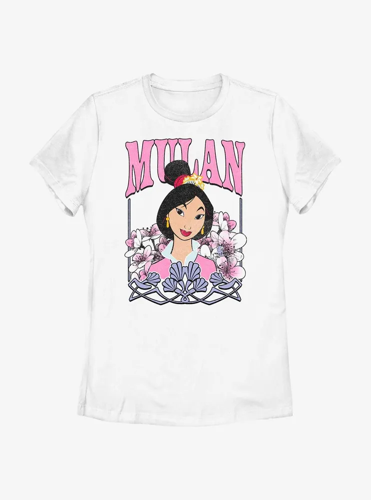 Disney Mulan Floral Portrait Womens T-Shirt