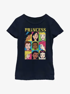 Disney Princesses Face Character Grid Youth Girls T-Shirt