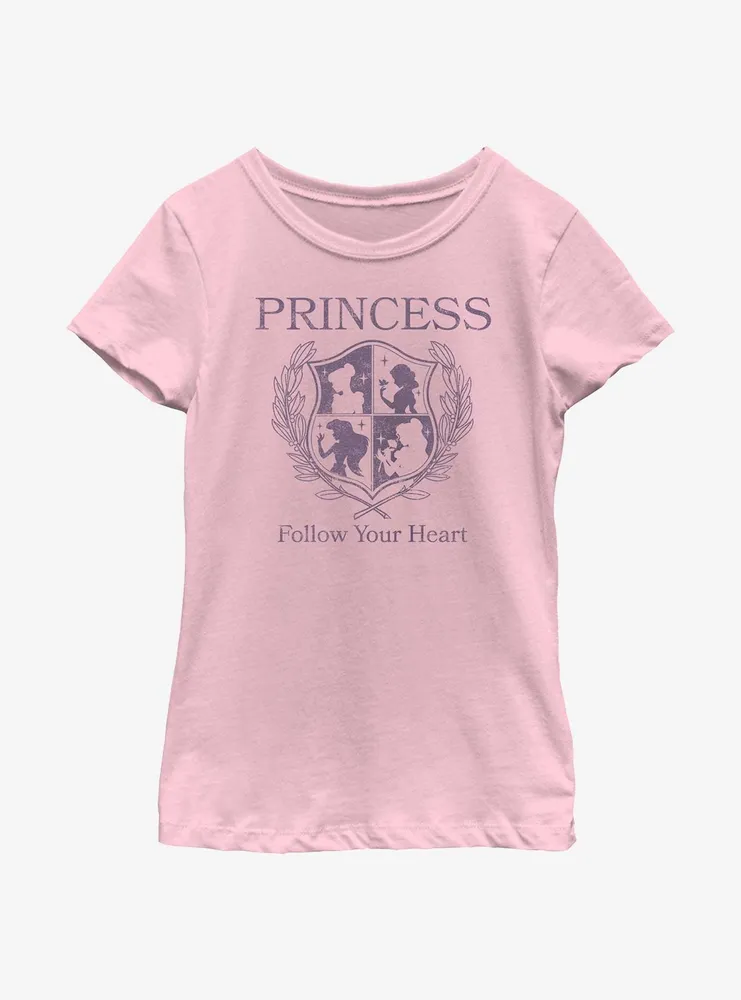 Disney Princesses Follow Your Heart Crest Youth Girls T-Shirt