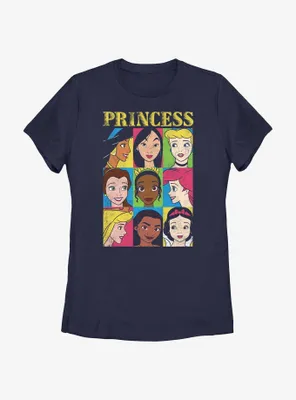 Disney Princesses Face Character Grid Womens T-Shirt