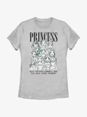 Disney Princesses Outline Group Stack Womens T-Shirt