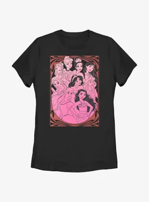Disney Princesses Outline Swirl Print Womens T-Shirt