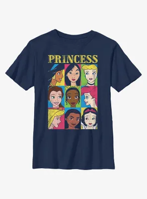 Disney Princesses Face Character Grid Youth T-Shirt