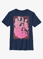 Disney Princesses Outline Swirl Print Youth T-Shirt