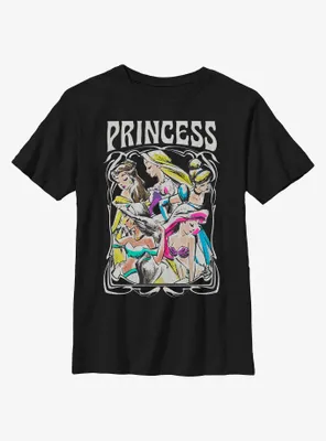 Disney Princesses Retro Drawing Portrait Youth T-Shirt