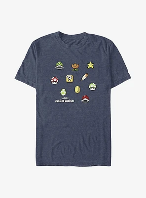 Mario Scattered Items Big & Tall T-Shirt