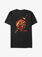 The Legend of Zelda Raging Fire Link Sword and Shield Badge Big & Tall T-Shirt