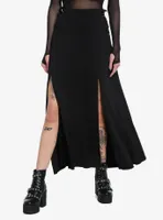 Social Collision Lace-Up Slit Maxi Skirt