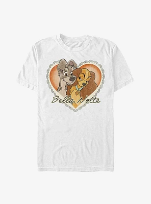 Disney Lady and the Tramp Valentine Bella Notte Beautiful Night Italian Extra Soft T-Shirt