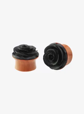 Wood Black Rose Plug 2 Pack