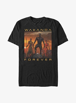 Marvel Black Panther Wakanda Forever T'Challa, Okoye, and Nakia Poster Big & Tall T-Shirt