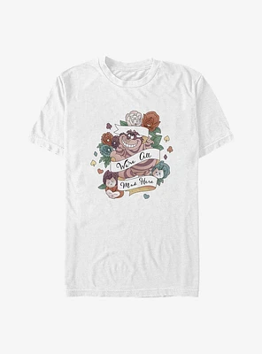 Disney Alice Wonderland Cheshire Mad Here Banner Tattoo Big & Tall T-Shirt
