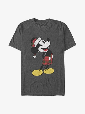 Disney Mickey Mouse Plaid Santa Big & Tall T-Shirt