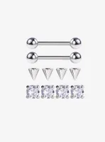 14G Steel Gem Spike Nipple Barbell 2 Pack