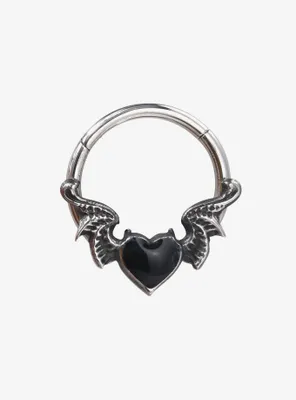 16G Steel Black Winged Heart Hinged Clicker