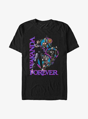 Marvel Black Panther: Wakanda Forever Warrior Collage Shuri, Okoye, M'Baku, and Ironheart T-Shirt