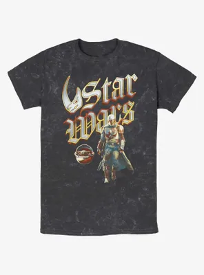Star Wars The Mandalorian Heavy Metal Lettering Mineral Wash T-Shirt