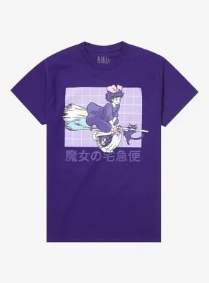 Studio Ghibli Kiki's Delivery Service Purple Grid Boyfriend Fit Girls T-Shirt