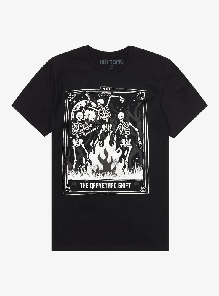 THE GRAVEYARD SHIFT Dancing Skulls Black Print T-Shirt