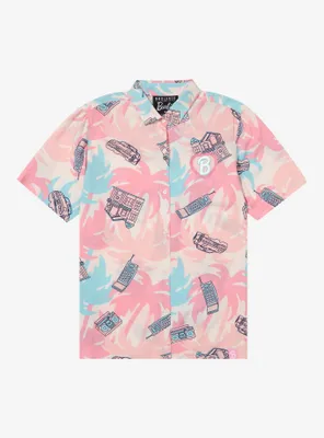 Barbie Icons Allover Print Women's Woven Button-Up - BoxLunch Exclusive