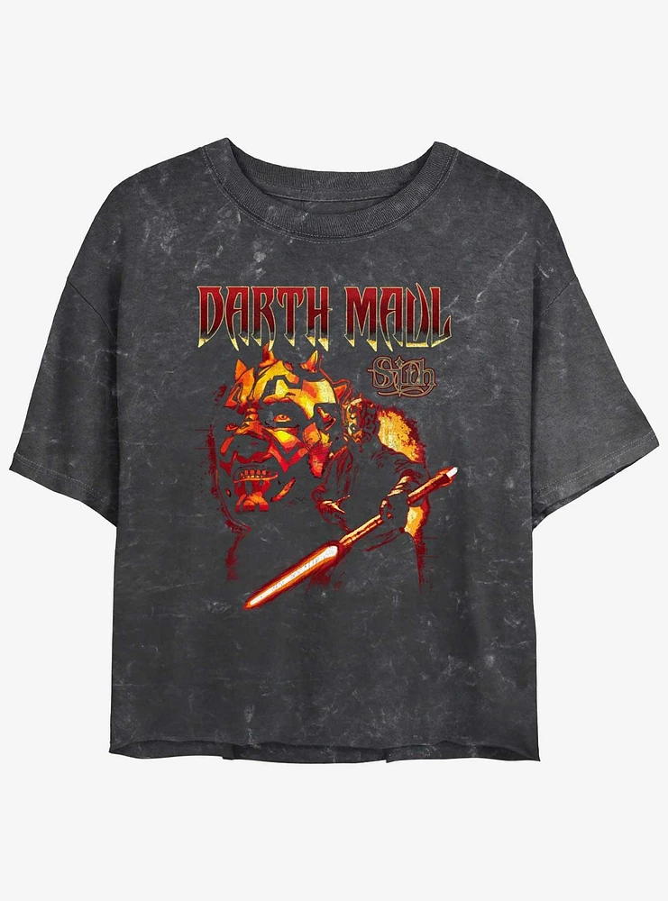 Star Wars Heavy Metal Darth Maul Mineral Wash Girls Crop T-Shirt