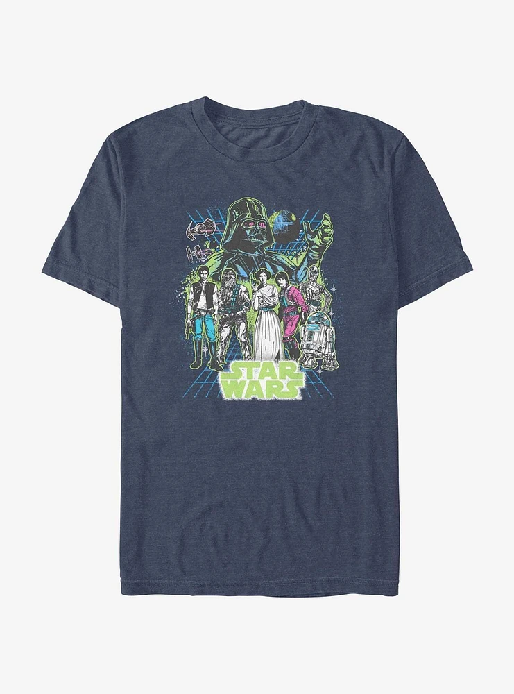 Star Wars Poster Neon Grid T-Shirt