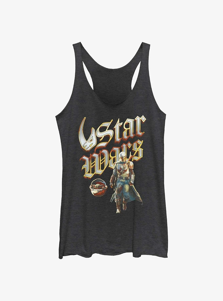 Star Wars The Mandalorian Heavy Metal Lettering Girls Tank