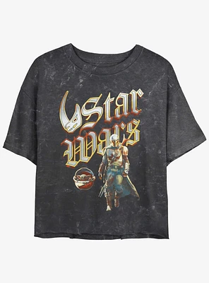 Star Wars The Mandalorian Heavy Metal Lettering Mineral Wash Girls Crop T-Shirt