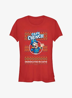 Capn Crunch Ugly Christmas Sweater Pattern Girls T-Shirt