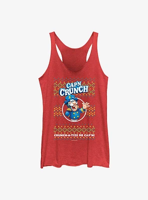 Capn Crunch Ugly Christmas Sweater Pattern Girls Raw Edge Tank