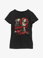 Marvel Studios' Special Presentation: Werewolf By Night Blood Moon Man-Thing, Elsa Bloodstone, and Jack Russell Youth Girls T-Shirt