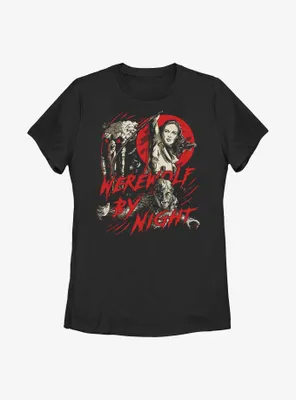 Marvel Studios' Special Presentation: Werewolf By Night Blood Moon Man-Thing, Elsa Bloodstone, and Jack Russell Womens T-Shirt