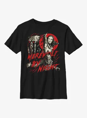 Marvel Studios' Special Presentation: Werewolf By Night Blood Moon Man-Thing, Elsa Bloodstone, and Jack Russell Youth T-Shirt