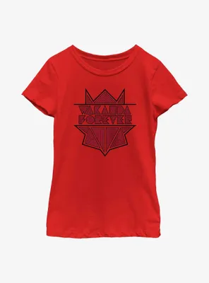 Marvel Black Panther: Wakanda Forever Geometric Panther Logo Youth Girls T-Shirt