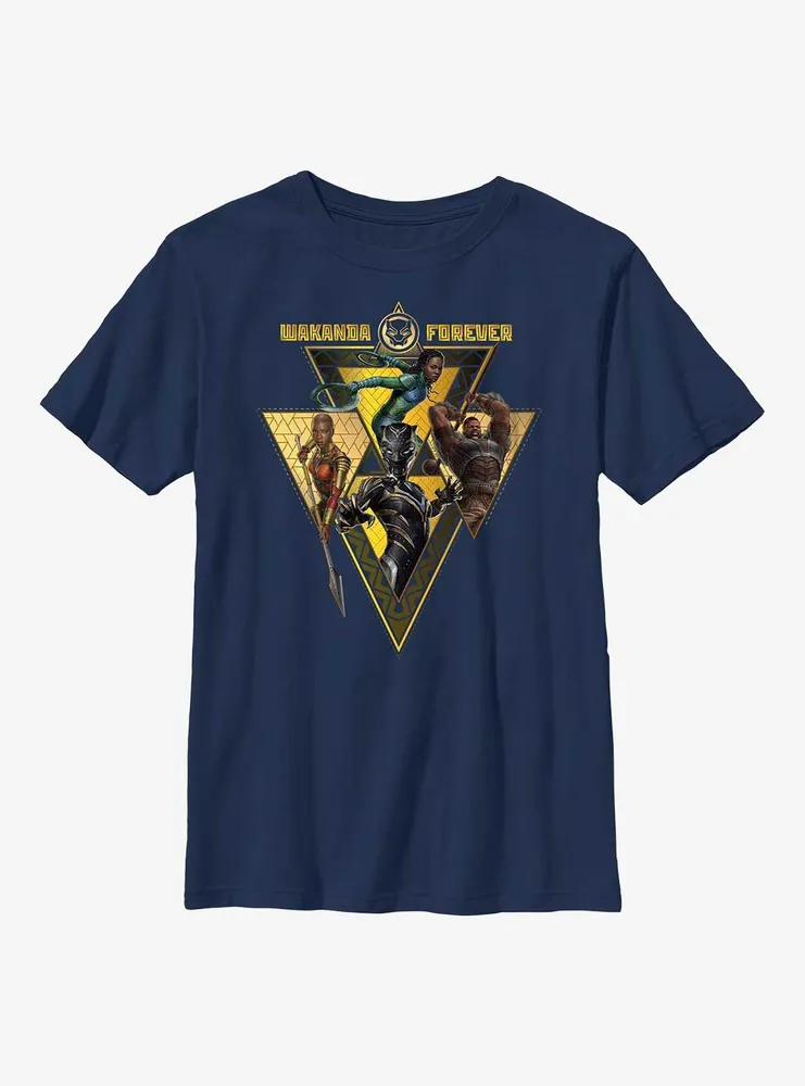 Marvel Black Panther: Wakanda Forever Warrior Heroes Badge Youth T-Shirt