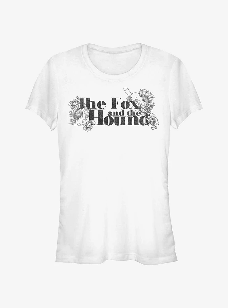 Disney the Fox and Hound Floral Logo Girls T-Shirt