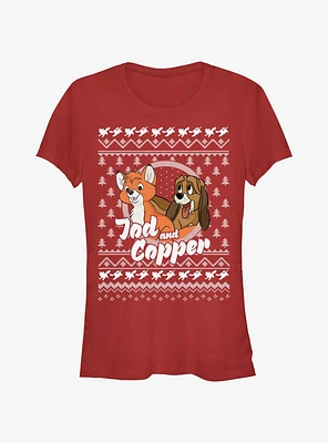 Disney the Fox and Hound Tod Copper Ugly Christmas Girls T-Shirt